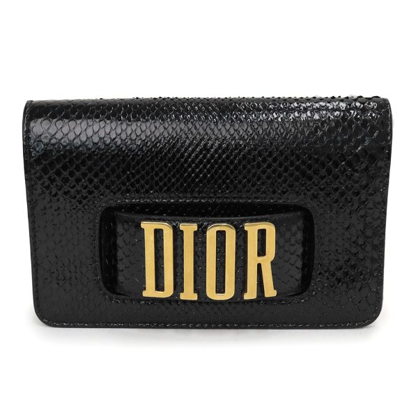 200006242019 Dior Clutch Bag Pouch Python Exotic Leather Black