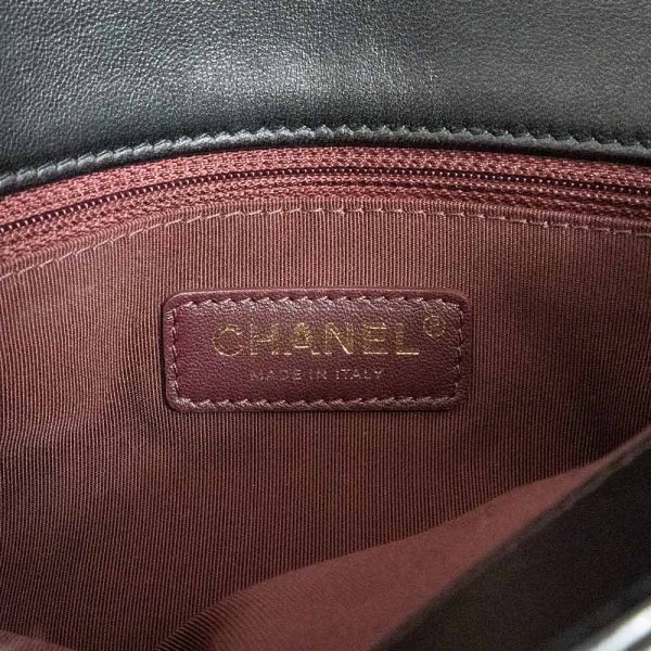 200006266019 9 Chanel Logo Plate Matelasse Chain Shoulder Bag Lambskin Black