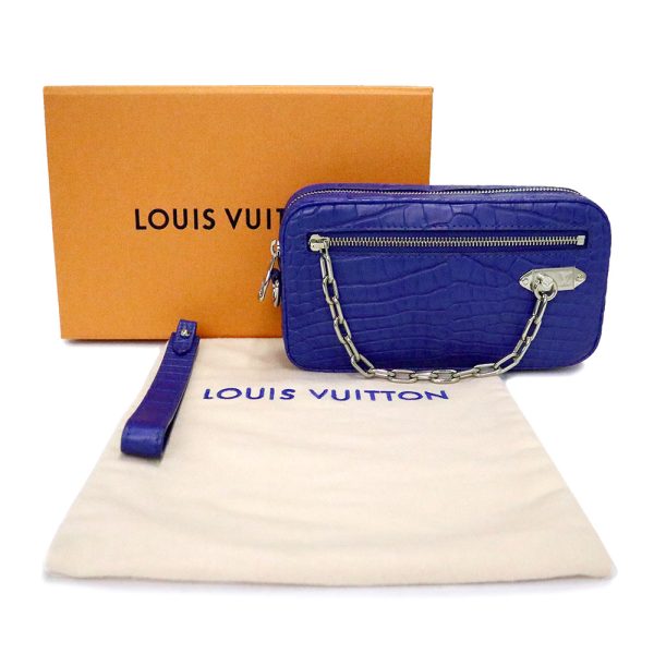 200007057019 2 Louis Vuitton Pochette Volga Crocodile Blue