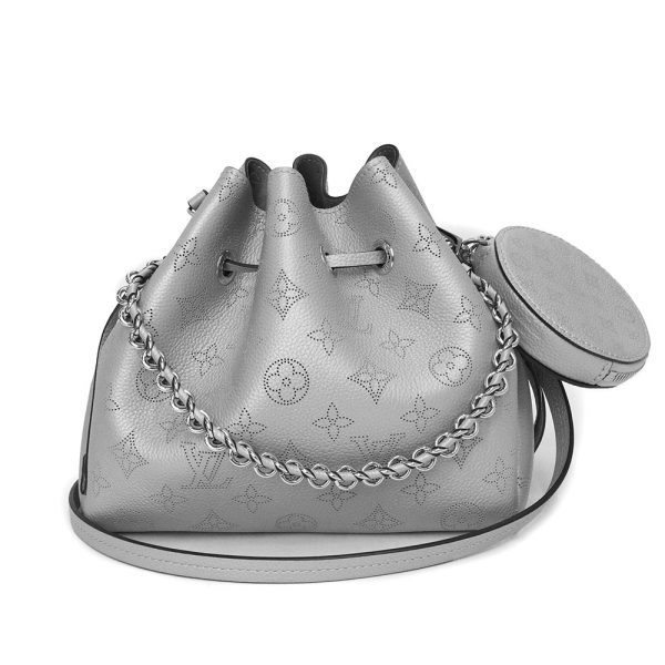 200007522019 Louis Vuitton Bella Shoulder Handbag Monogram Mahina Metallic Gray