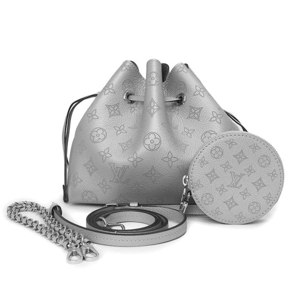 200007522019 2 Louis Vuitton Bella Shoulder Handbag Monogram Mahina Metallic Gray