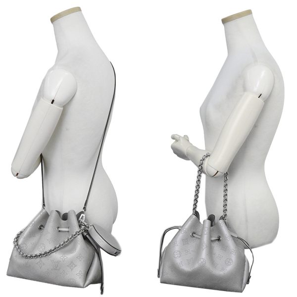 200007522019 8 Louis Vuitton Bella Shoulder Handbag Monogram Mahina Metallic Gray