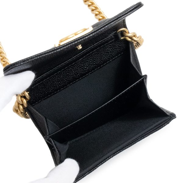 200007921019 3 Chanel Boy Chanel Crossbody Shoulder Chain Wallet Caviar Skin Black