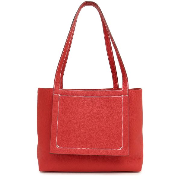 200008289019 Hermes Cabasserie 31 Taurillon Clemence Tote Bag Rouge Casaque