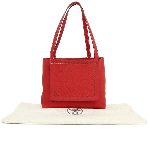 200008289019 2 Hermes Cabasserie 31 Taurillon Clemence Tote Bag Rouge Casaque