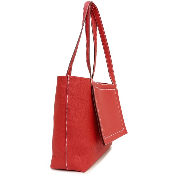 200008289019 4 Hermes Cabasserie 31 Taurillon Clemence Tote Bag Rouge Casaque