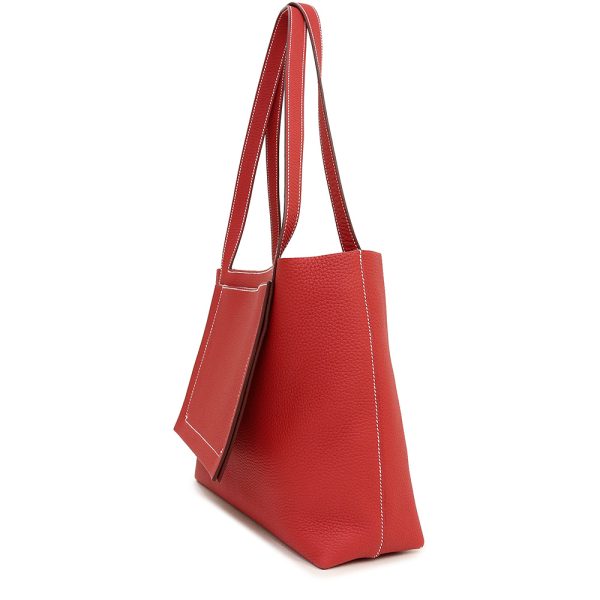 200008289019 5 Hermes Cabasserie 31 Taurillon Clemence Tote Bag Rouge Casaque