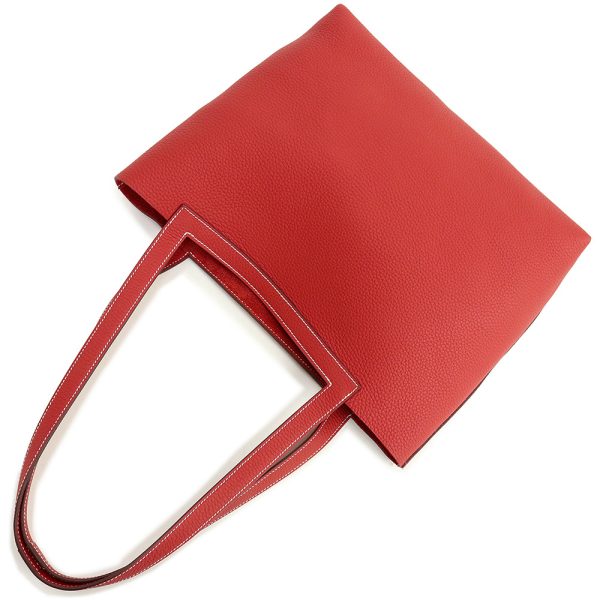 200008289019 6 Hermes Cabasserie 31 Taurillon Clemence Tote Bag Rouge Casaque