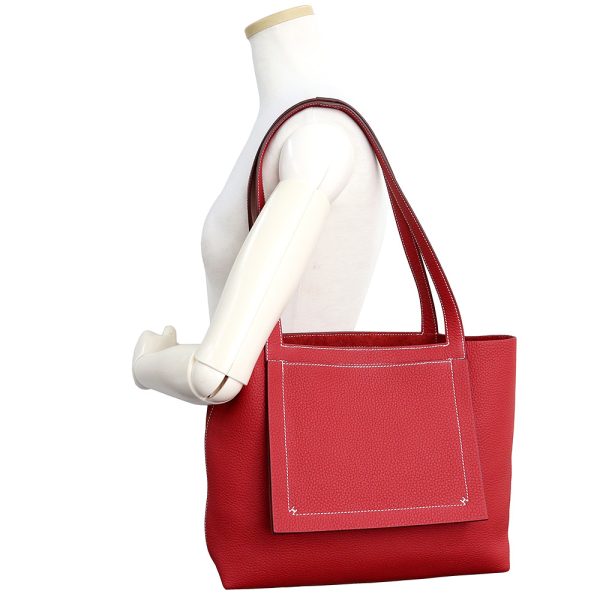 200008289019 8 Hermes Cabasserie 31 Taurillon Clemence Tote Bag Rouge Casaque