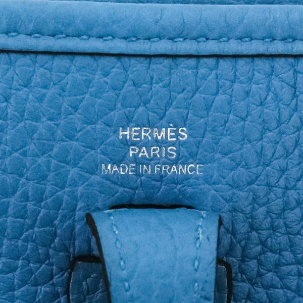200008291019 9 HERMES Evelyn TPM Amazon 16 Clemence Leather Crossbody Bag Blue
