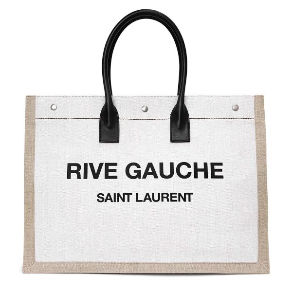 200008404019 Saint Laurent Paris Rive Gauche Leather Linen White