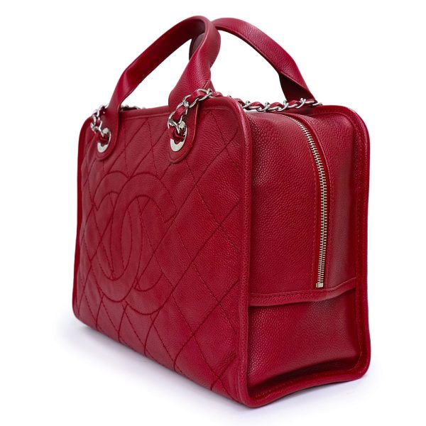 200008539019 4 Chanel Matelasse Coco Mark Deauville Bowling Shoulder Handbag Wine Red