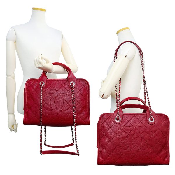 200008539019 8 Chanel Matelasse Coco Mark Deauville Bowling Shoulder Handbag Wine Red