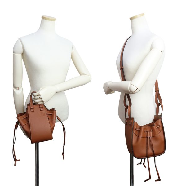 200008574019 8 Loewe Hammock Drawstring Mini Shoulder Bag Calf Leather Brown