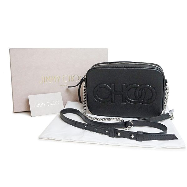 200008659019 2 Jimmy Choo Chain Shoulder Bag Leather Black