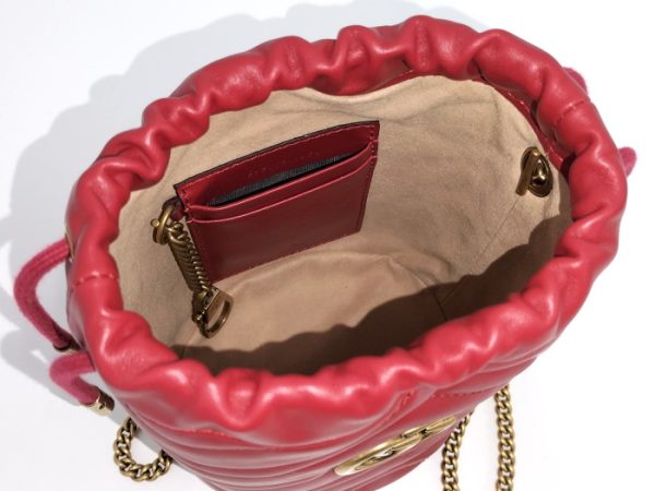 oplus 256 Gucci Chain Shoulder Mini Basket GG Marmont Leather Red