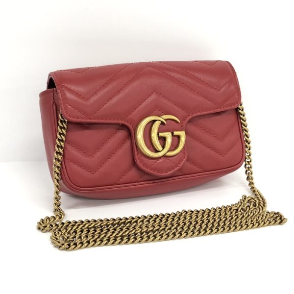 2000087252000600 1 Gucci Super Mini Shoulder GG Marmont Leather Red