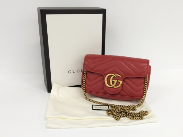 2000087252000600 10 Gucci Super Mini Shoulder GG Marmont Leather Red