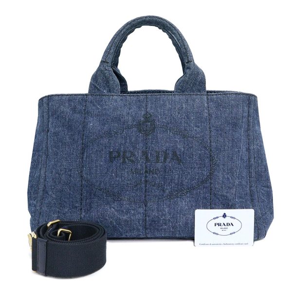 200009032019 2 Prada Kanapa 2way Shoulder Handbag Denim Blue