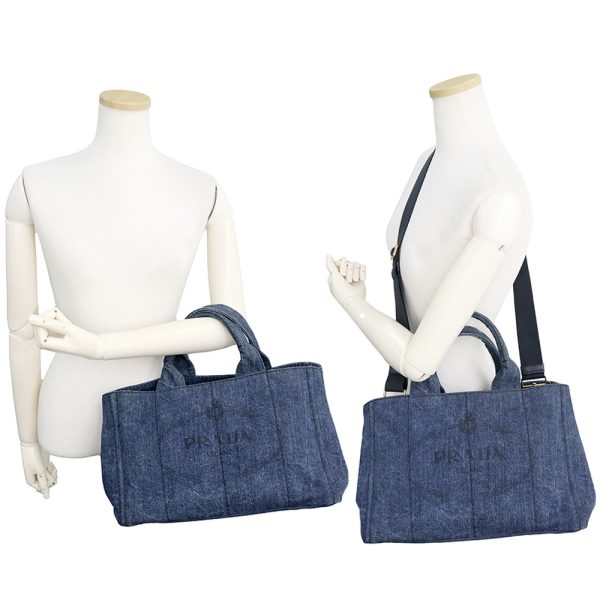 200009032019 8 Prada Kanapa 2way Shoulder Handbag Denim Blue