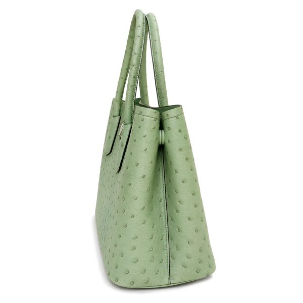 200009034019 4 Prada Small Ostrich Leather Handbag Acquamarina Green Silver