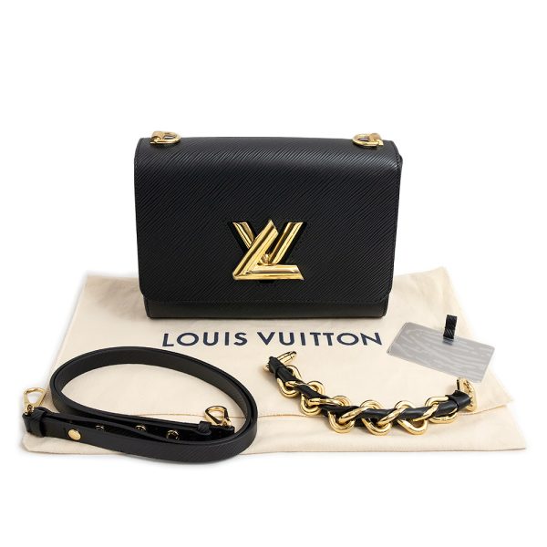 200009358019 2 LOUIS VUITTON Twist MM Epi Leather Crossbody Handbag Black