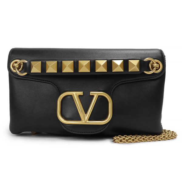 200009629019 Valentino Garavani Studded Chain Shoulder Bag Black