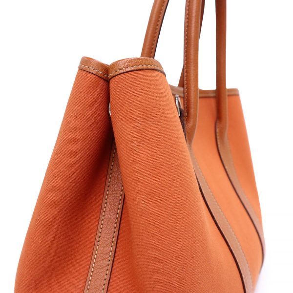 200009683019 11 Hermes Garden Party TPM 30 Bag Canvas Leather Orange