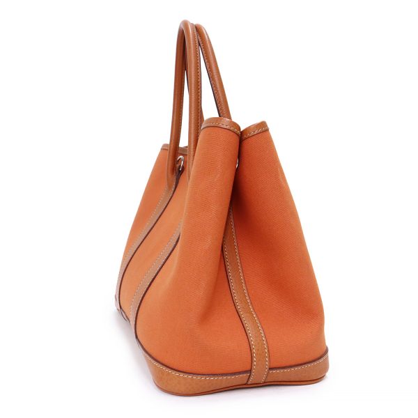 200009683019 5 Hermes Garden Party TPM 30 Bag Canvas Leather Orange