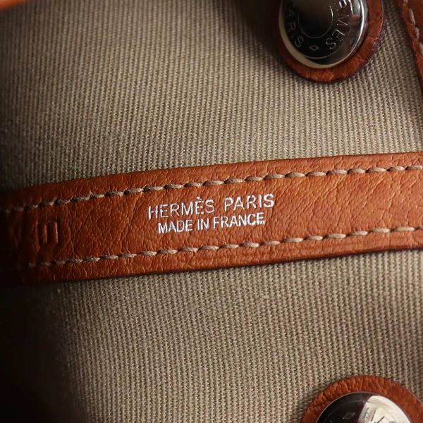 200009683019 9 Hermes Garden Party TPM 30 Bag Canvas Leather Orange