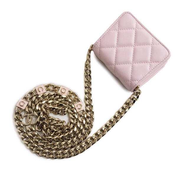 200009688019 6 Chanel Mini Matelasse Chain Shoulder Bag Lambskin Pink Light Gold