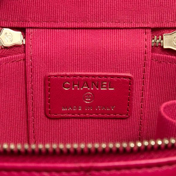 200009689019 9 CHANEL Small Vanity Matelasse Lambskin Leather Shoulder Handbag Pink