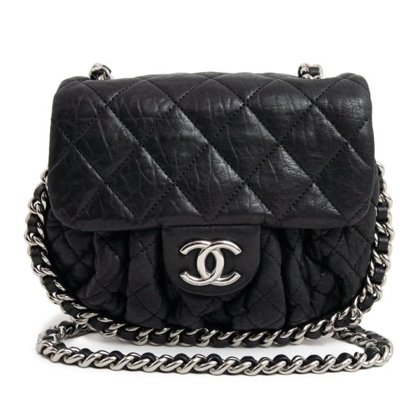 200009772019 Chanel A49914 Matelasse Chain Around Lambskin Leather Shoulder Bag Black