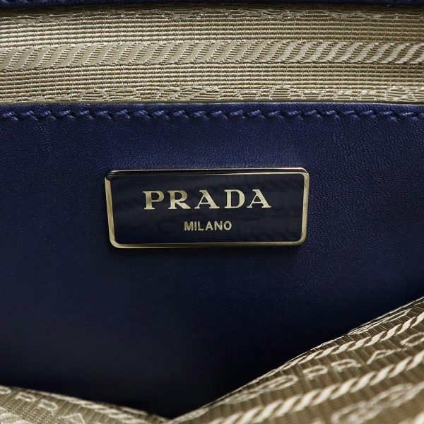 200009943019 9 Prada Canapa Shoulder Canvas Leather Beige Navy