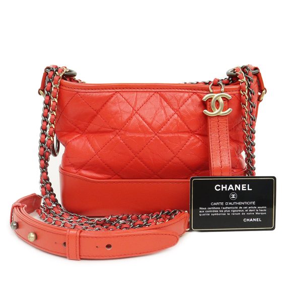 200010108019 2 CHANEL Gabriel Small Calf Leather Hobo Gunmetal Bag Orange