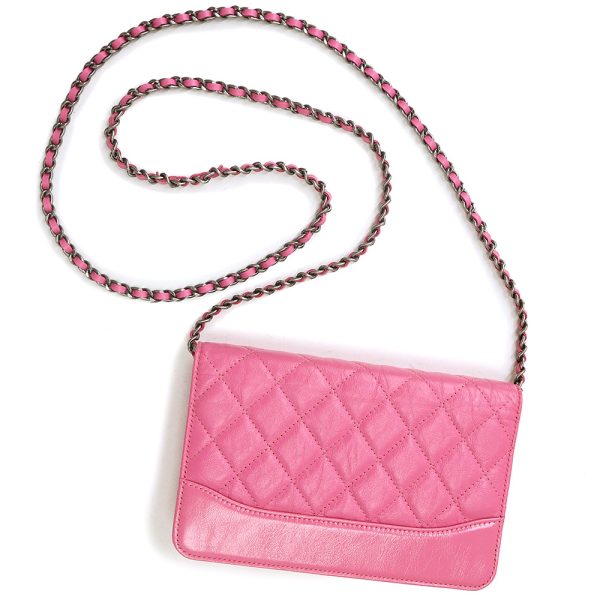 200010475019 5 Chanel Gabriel de Matelasse Chain Wallet Shoulder Bag Calfskin Pink