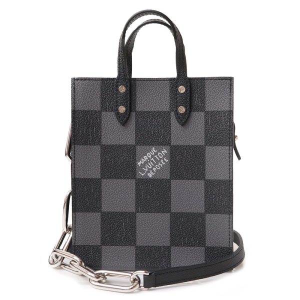 200010513019 Louis Vuitton Plastic XS Virgil Abloh Tote Cowhide Leather Noir Black