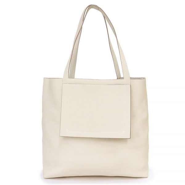 200011108019 Hermes Cabasserie 46 Taurillon Clemence Tote Bag Beton White