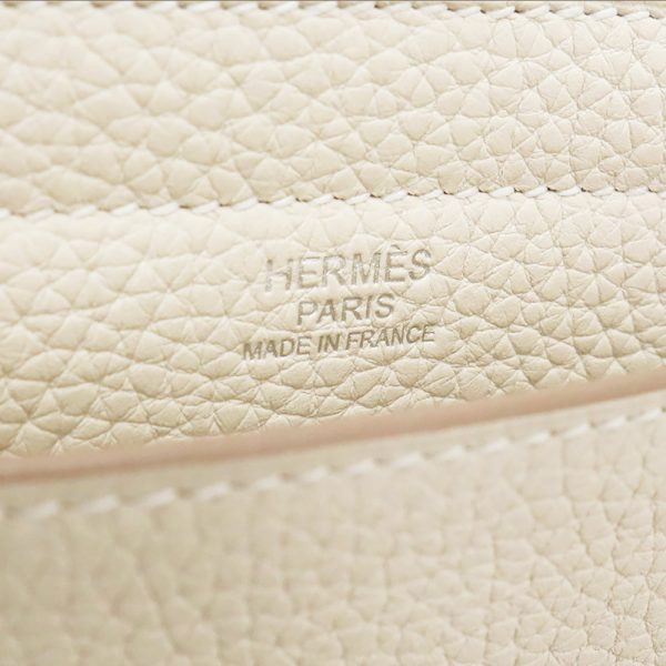 200011108019 9 Hermes Cabasserie 46 Taurillon Clemence Tote Bag Beton White