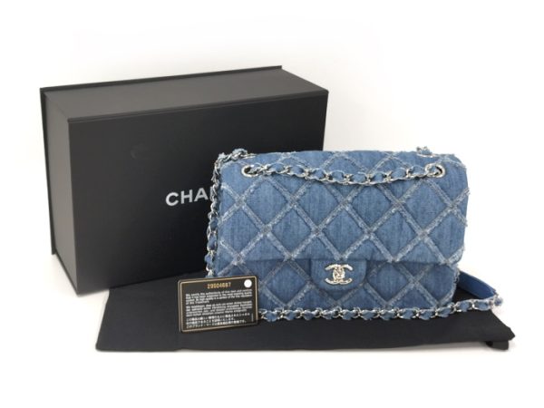 2000111252100118 10 Chanel Chain Shoulder Bag Here Mark Denim Light Blue