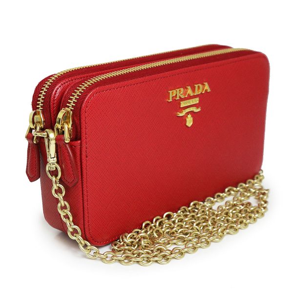 200011589019 4 Prada Chain Wallet Clutch Shoulder Leather Red