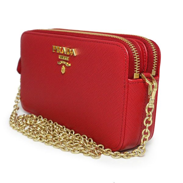 200011589019 5 Prada Chain Wallet Clutch Shoulder Leather Red