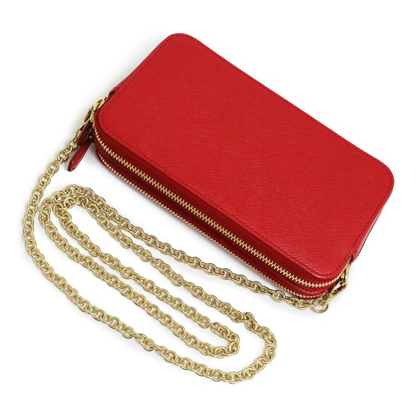 200011589019 6 Prada Chain Wallet Clutch Shoulder Leather Red