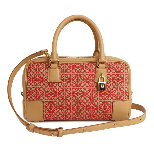 200011717019 LOEWE Amazona 23 Handbag Jacquard Calfskin Beige Red