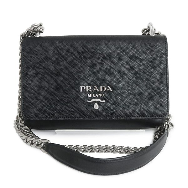 200011817019 Prada Chain Shoulder Bag Soft Calf Nero Black