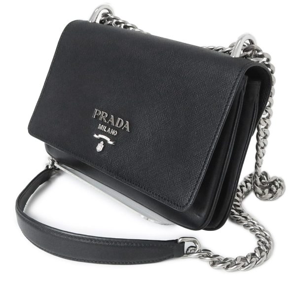 200011817019 6 Prada Chain Shoulder Bag Soft Calf Nero Black