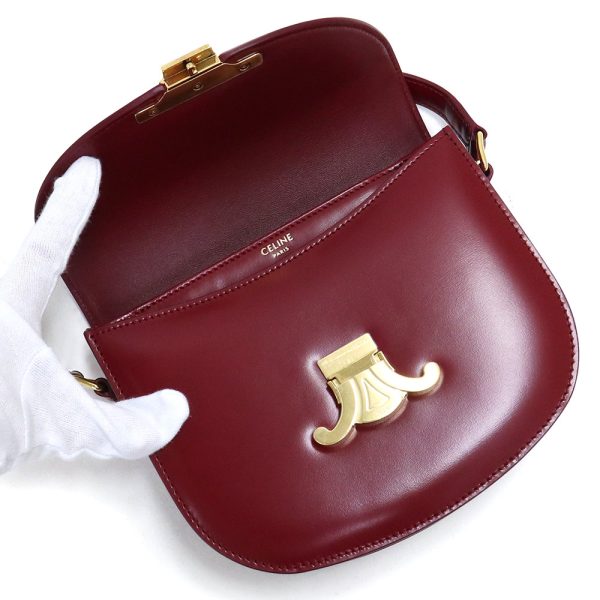 200011844019 11 Celine Bouzas Claire Triomphe Shoulder Bag Shiny Calfskin Carmine Red