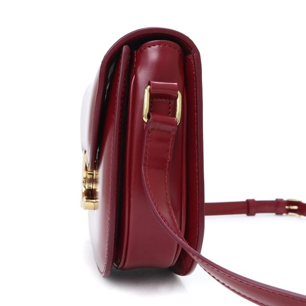 200011844019 4 Celine Bouzas Claire Triomphe Shoulder Bag Shiny Calfskin Carmine Red