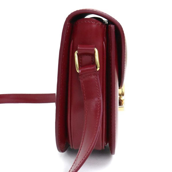 200011844019 5 Celine Bouzas Claire Triomphe Shoulder Bag Shiny Calfskin Carmine Red