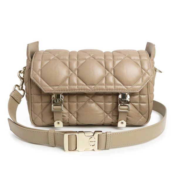 200012154019 Christian Dior Small Macrocanage Messenger Shoulder Bag Beige Gold